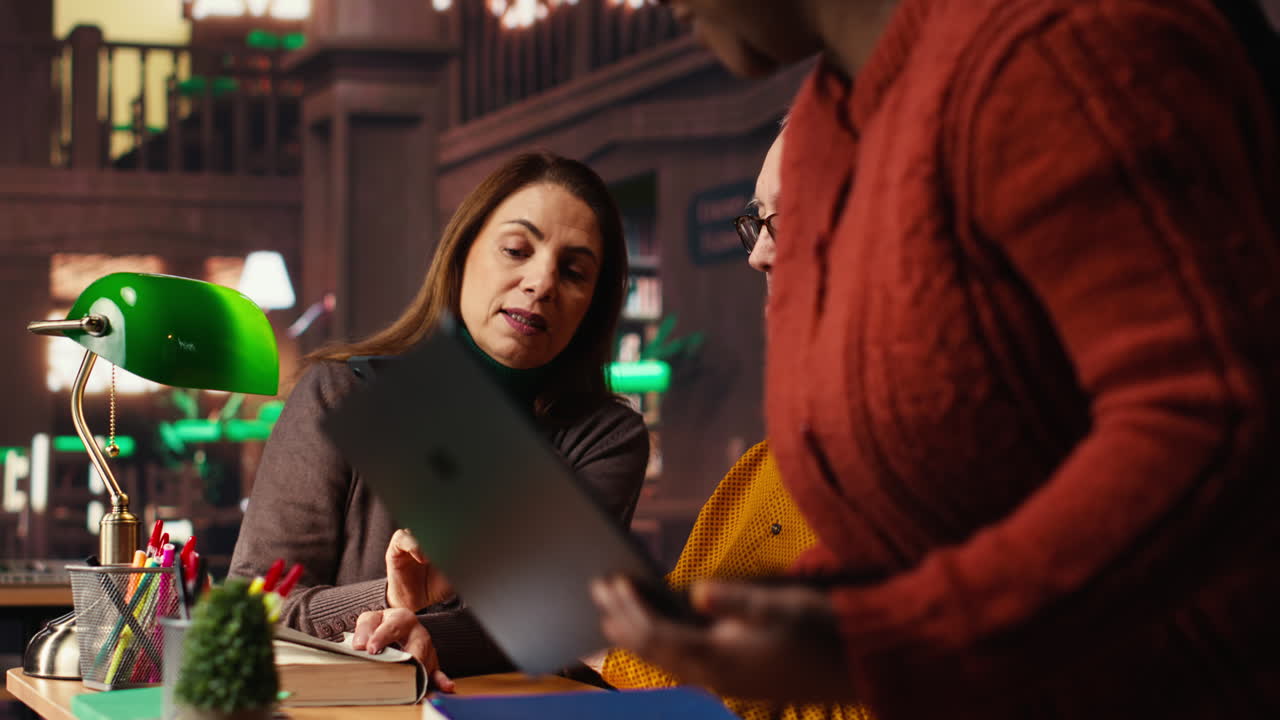 People working together in a library setting