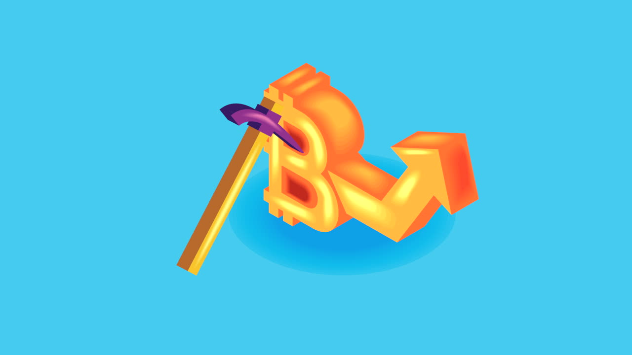 화살표와 함께 비트코인 기호 전자 상거래 애니메이션