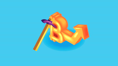 símbolo de bitcoin con animación de comercio electrónico con flecha