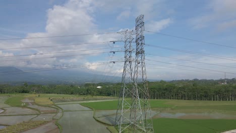 aerial view of high voltage electric tower to supply the electricity