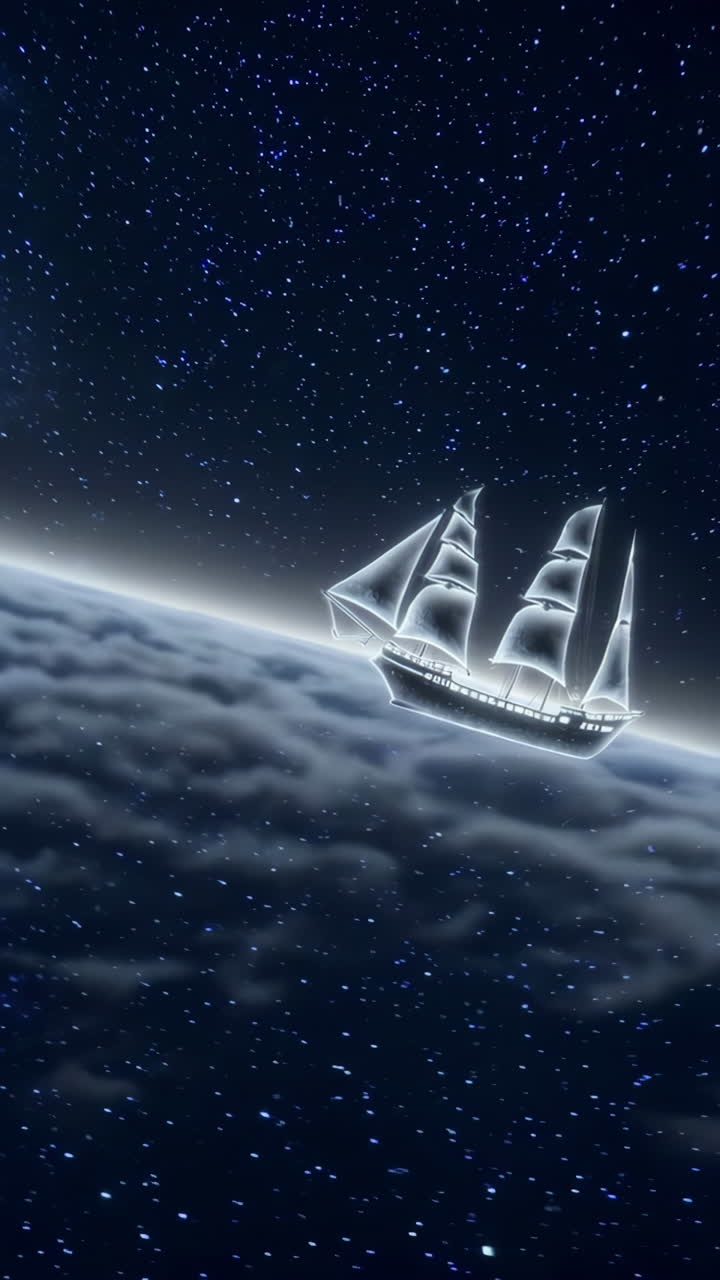 Floating Ship in the Night Sky