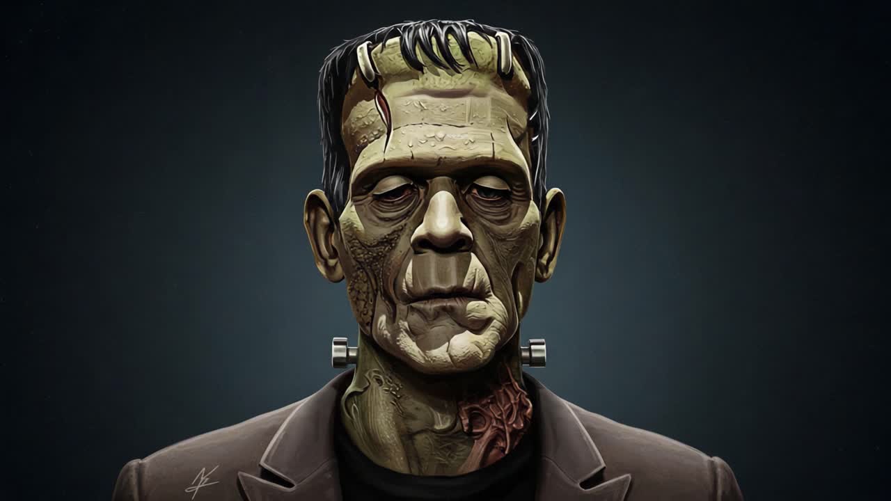 A Haunting Transformation: Exploring the Emotive Evolution of a Classic Creature in Contemporary Art, Capturing the Essence of Horror and Humanity in Dual Frames