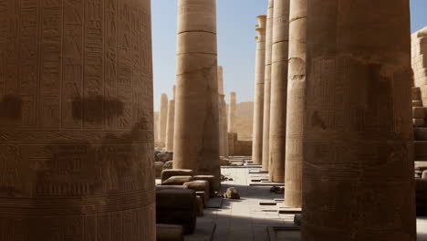 ancient egyptian temple with intricately carved columns and hieroglyphs