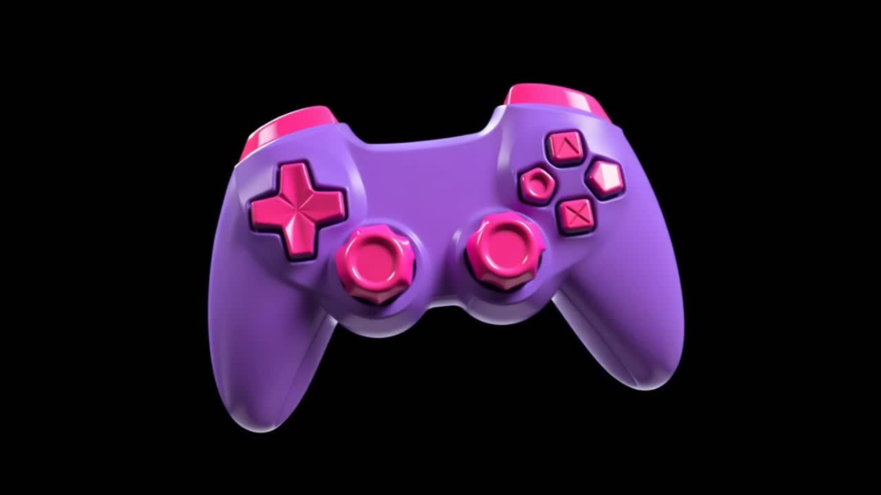 3D Rendered Purple and Pink Video Game Controller Rotating