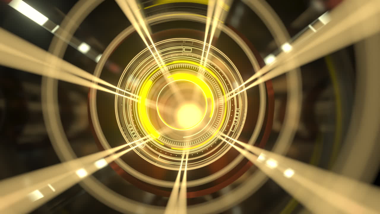 темный туннель с светящимися элементами, 3d-рендеринг.