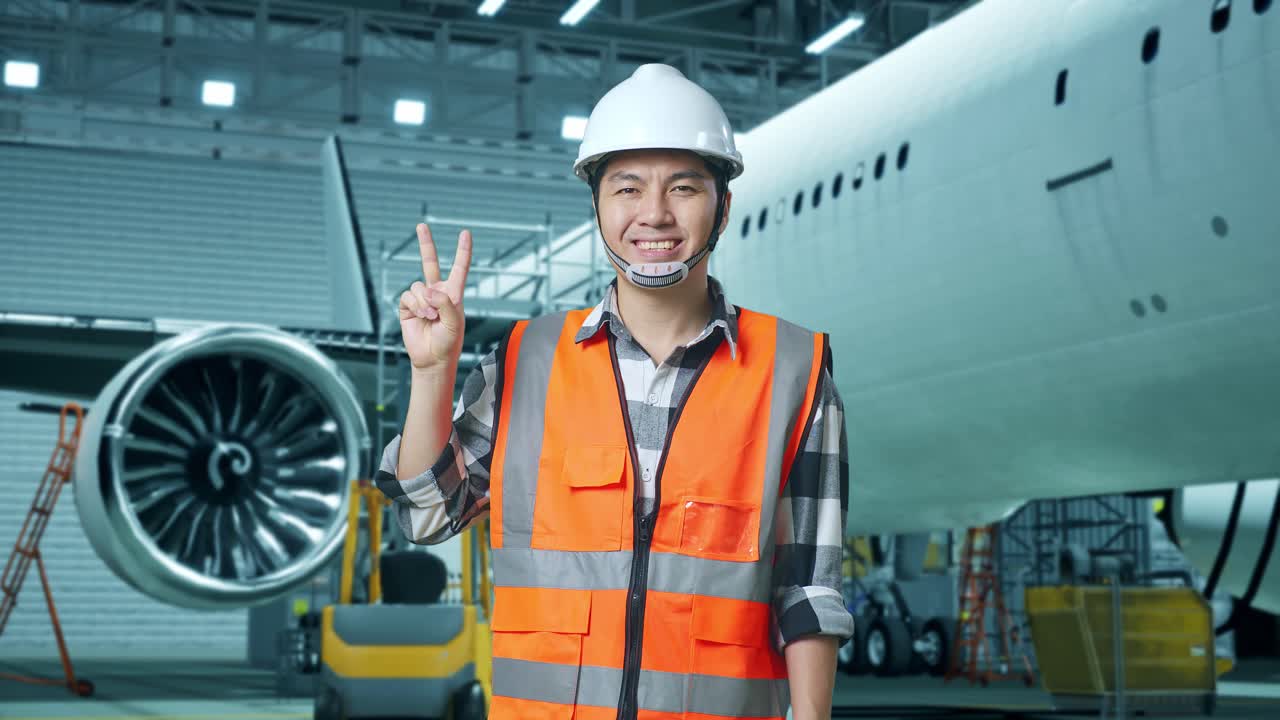 행복한 항공기 유지 보수 엔지니어