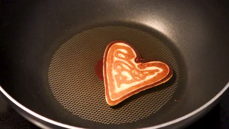 making pancake shapes heart flip over reveal