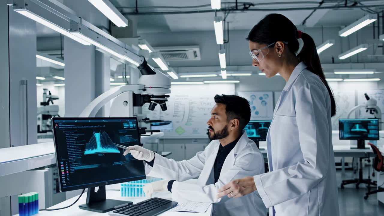 científicos que trabajan en un laboratorio moderno