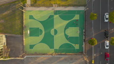 basketball team conducting beep test on outdoor court