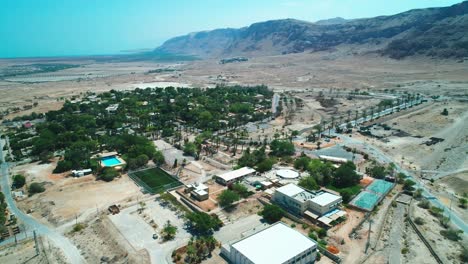 drone shot of a kibbutz near the dead sea israel