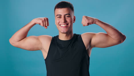 muscular man flexing biceps