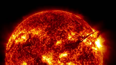 massive solar flares spewing out from the surface of the sun.