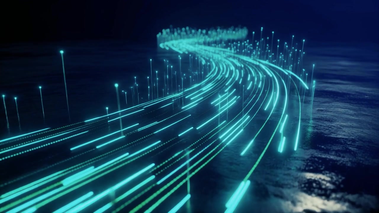 Flusso di dati digitali astratto con scie di luce luminose