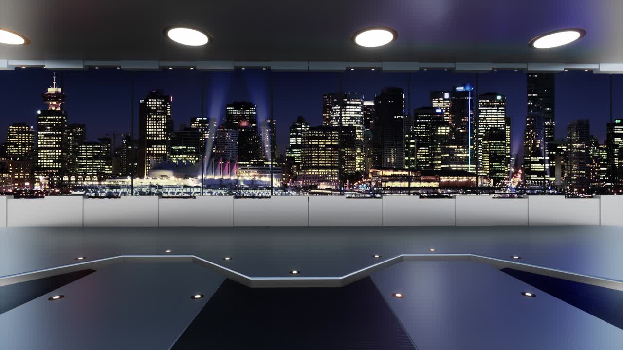 Studio televisivo virtuale 3D per notiziari in loop