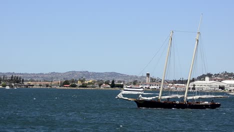 Réplica-Del-Yate-De-Carreras-América-Del-Siglo-XIX-Que-Navega-Desde-San-Diego,-California