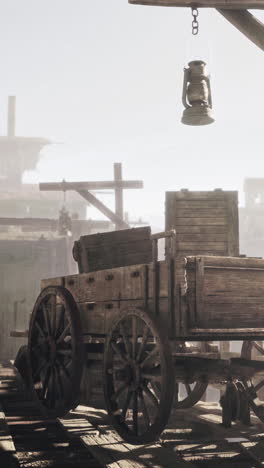 old wooden wagon in a deserted western town