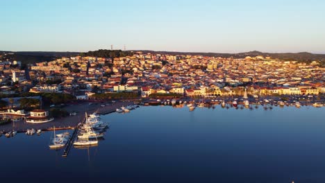 beautiful aerial view of small fishing town of sant'antioco in south sardinia