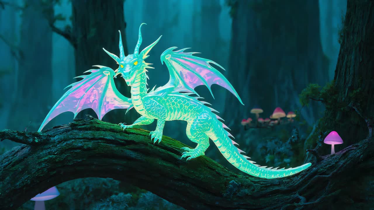 Glowing Dragon in a Magical Forest