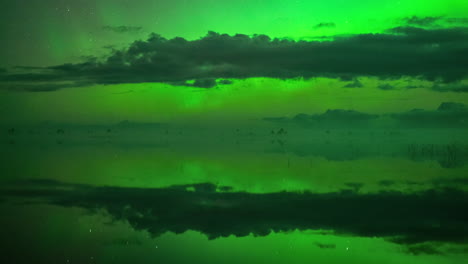 aurora borealis reflection on a calm lake