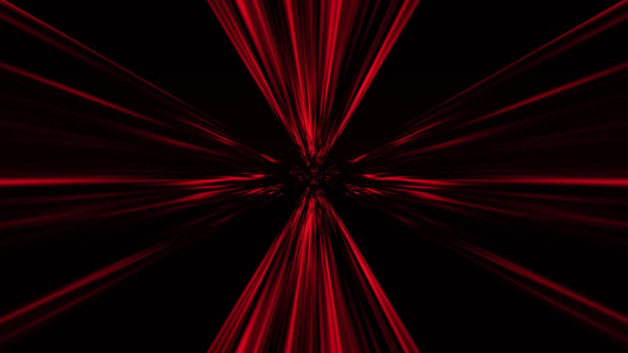 Light beams expanding in a kaleidoscopic tunnel. 3d animation loop