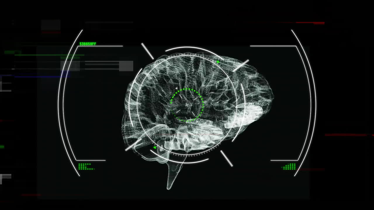 Animation of scope and data processing over human brain