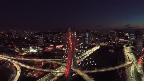 panoramic view of famous cable stayed bridge of the city. great landscape.