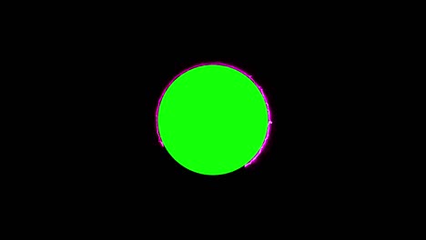 luz de neón brillante alrededor de la forma redonda verde. animación de luz de neon brillante con pantalla verde.