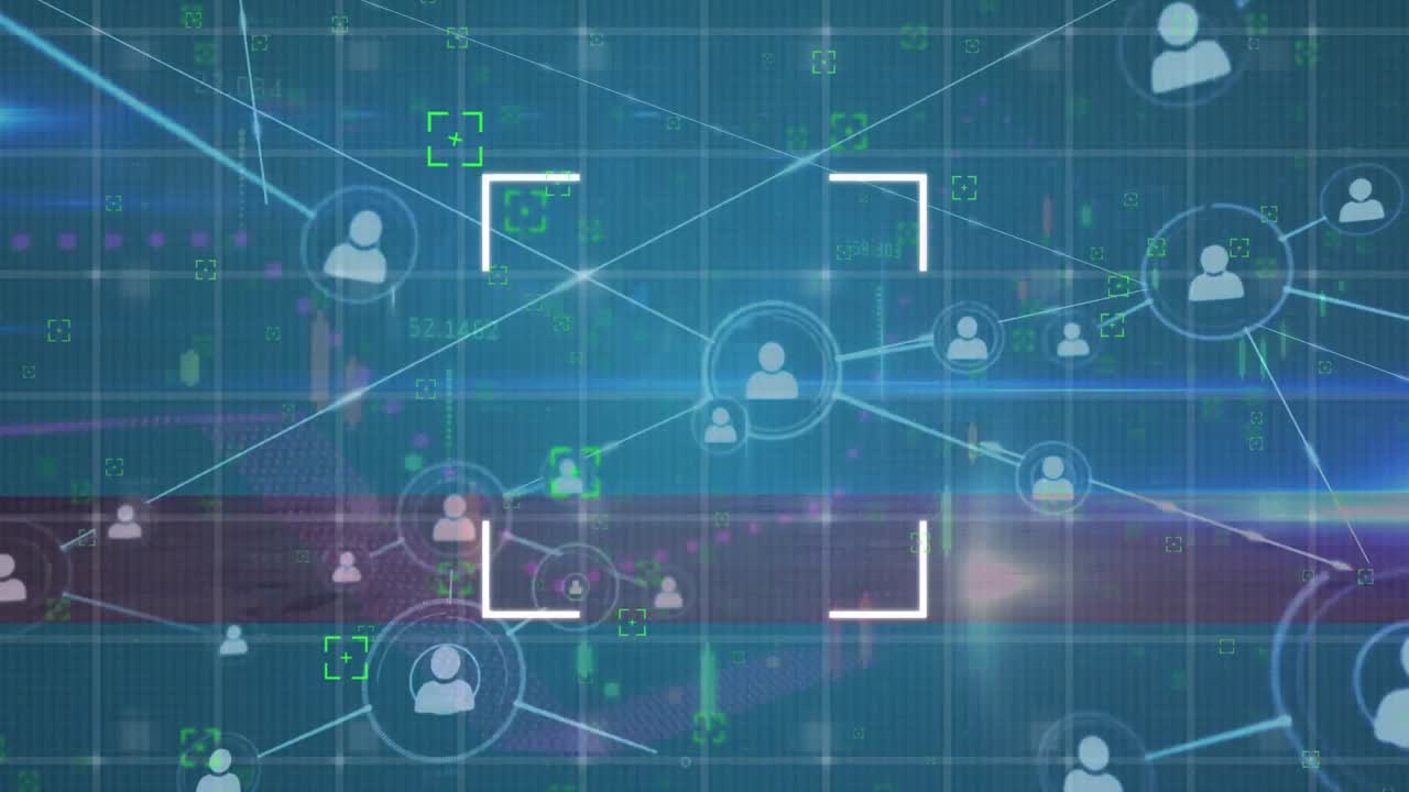 Animation of networks of connections and data processing over grid
