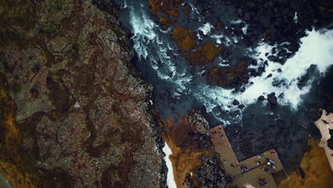 Aerial-view-of-oxarafoss-waterfall-in-iceland