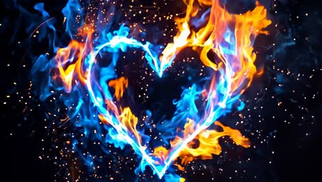 a heart made out of fire on a black background