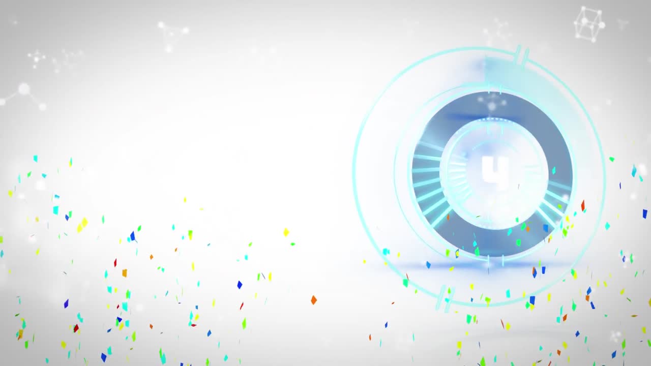 animación de confeti colorido que cae sobre el alcance de la exploración sobre un fondo blanco