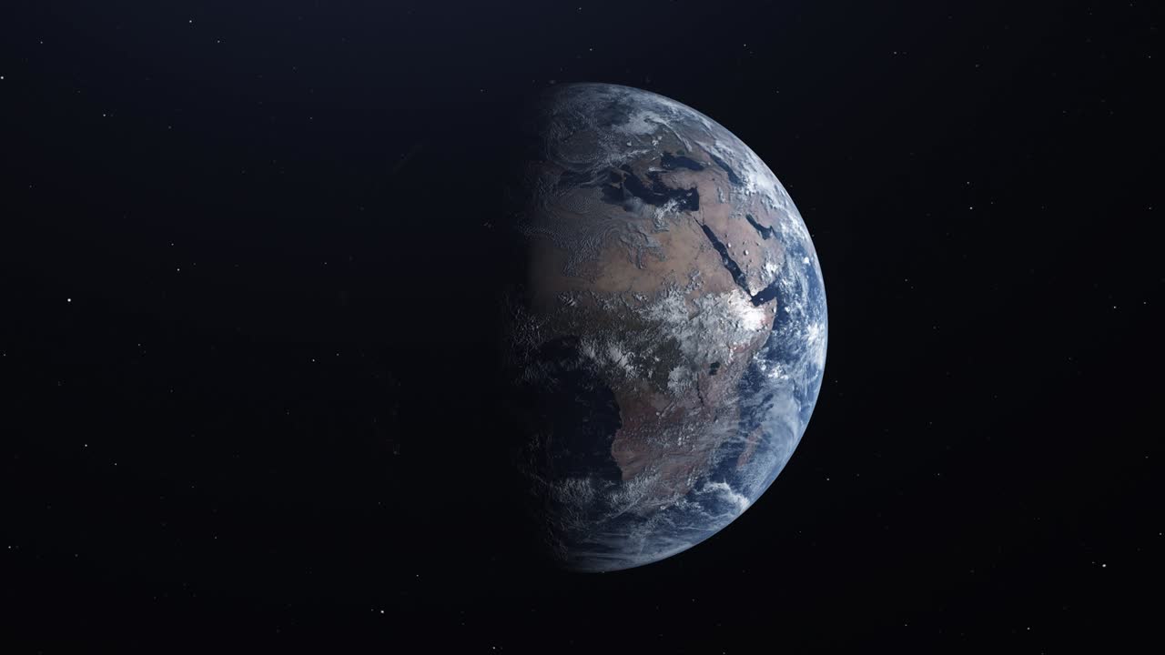 Planet earth from space. Realistic world globe spinning slowly ...