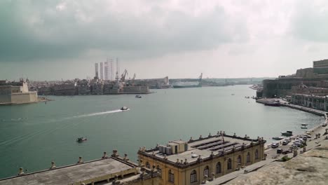 view of the beautiful harbour from city of valletta, malta during summer
