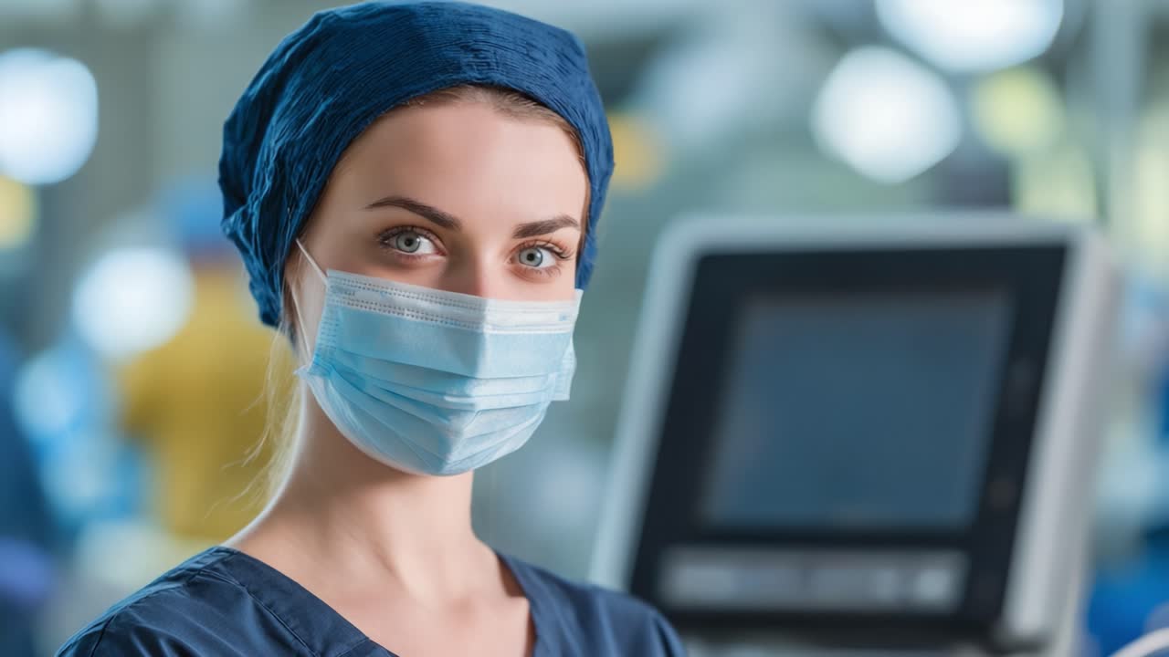 A Focused Medical Professional Wearing Protective Gear and Mask in a Surgical Setting, Highlighting Commitment to Patient Care and Safety in Healthcare Environments