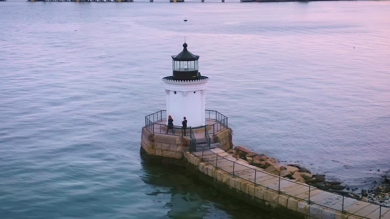 Aerial view of Bug Light, Portland, Maine.