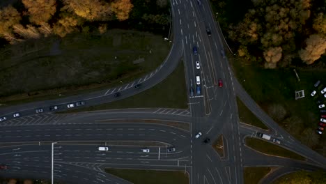 top down view of a busy and hectic street crossing