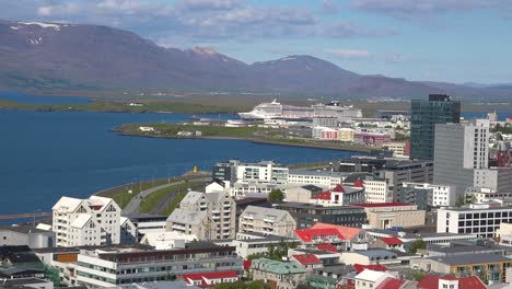 high angle establishing shot over downtown reykjavik iceland neighborhoods 4