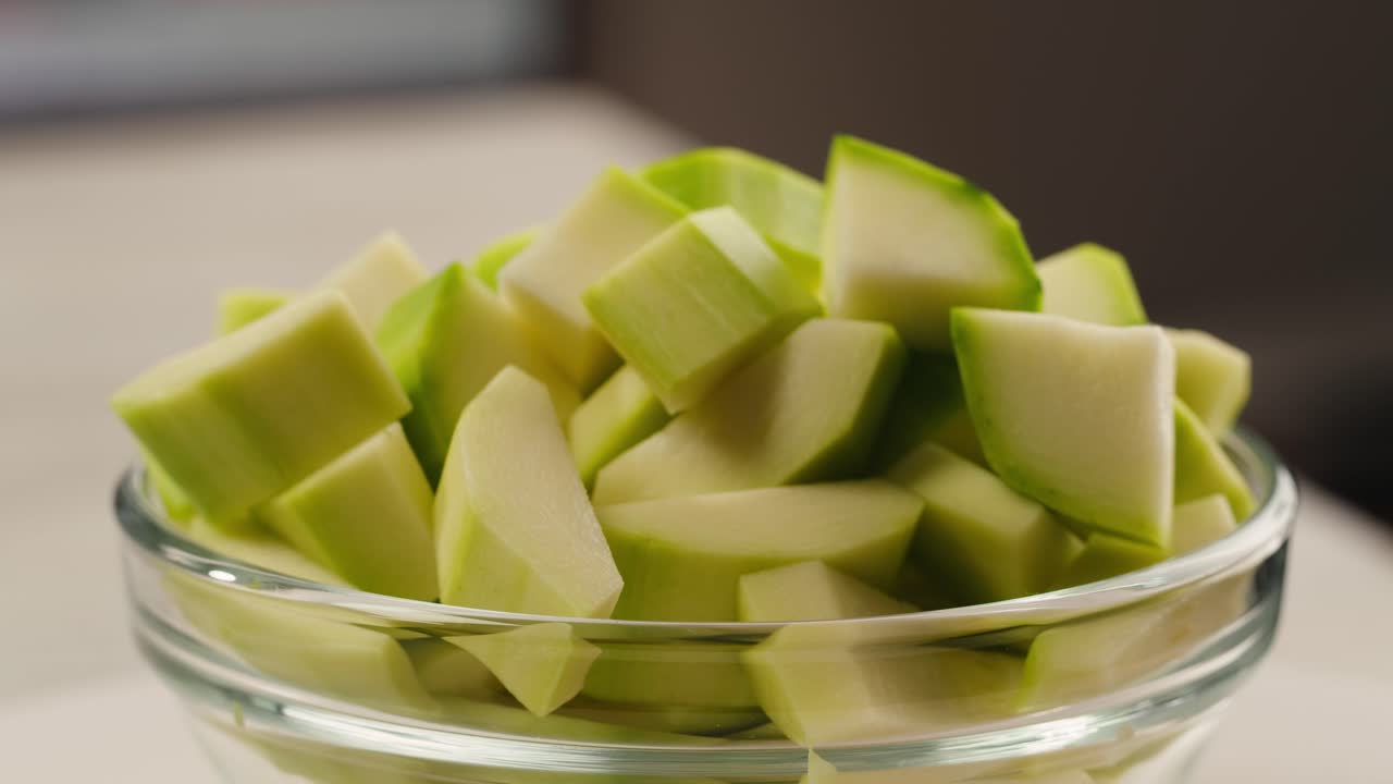 Bowl of chopped zucchini