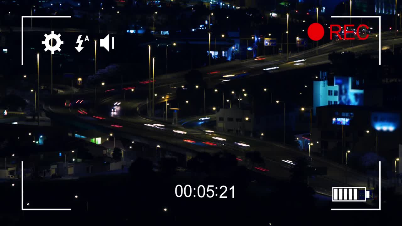 Filming night traffic in fast motion on a digital camera 4k