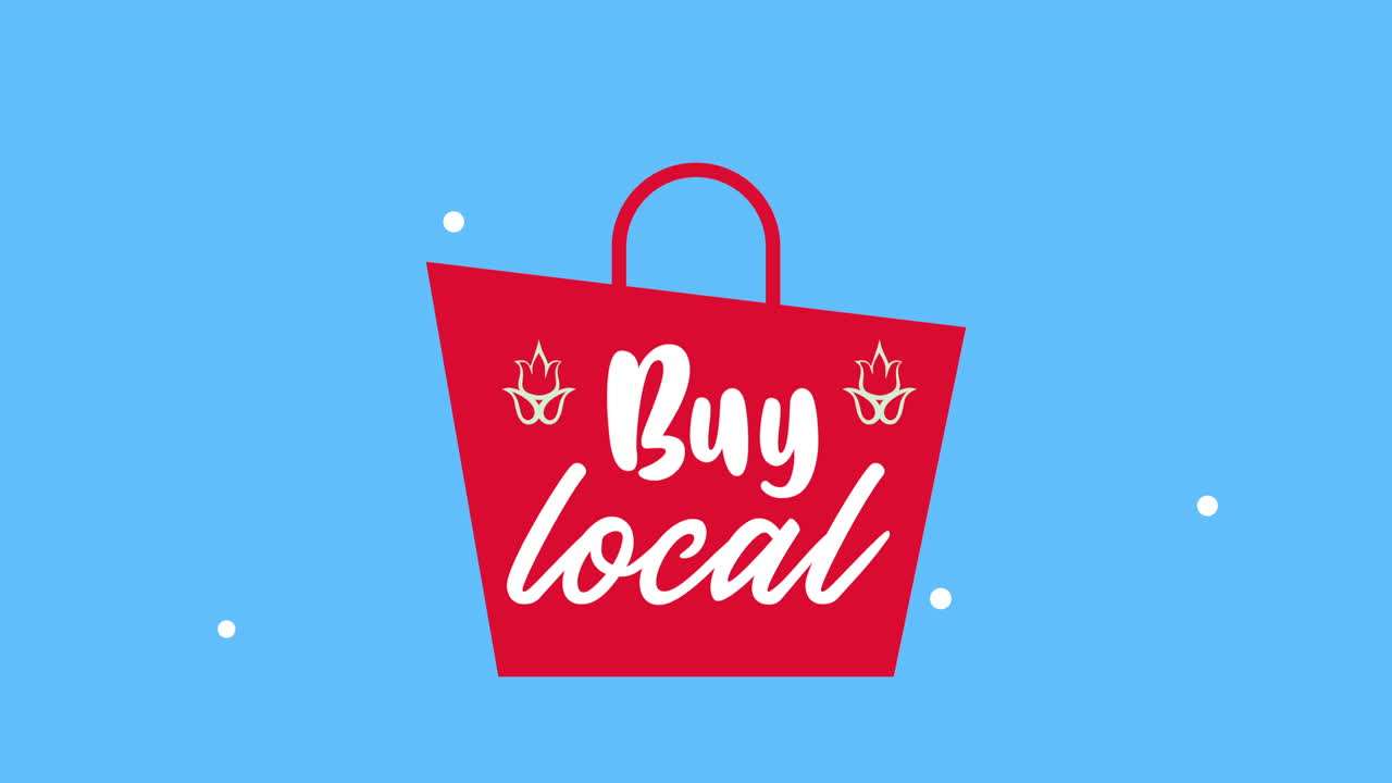 쇼핑 가방과 함께 지역 비즈니스 글자를 구입