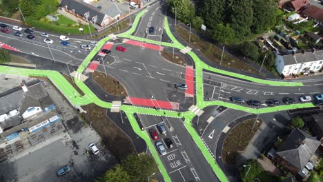 aerial view circling vehicles travelling st helens cyclops traffic optimisation junction crossroad intersection