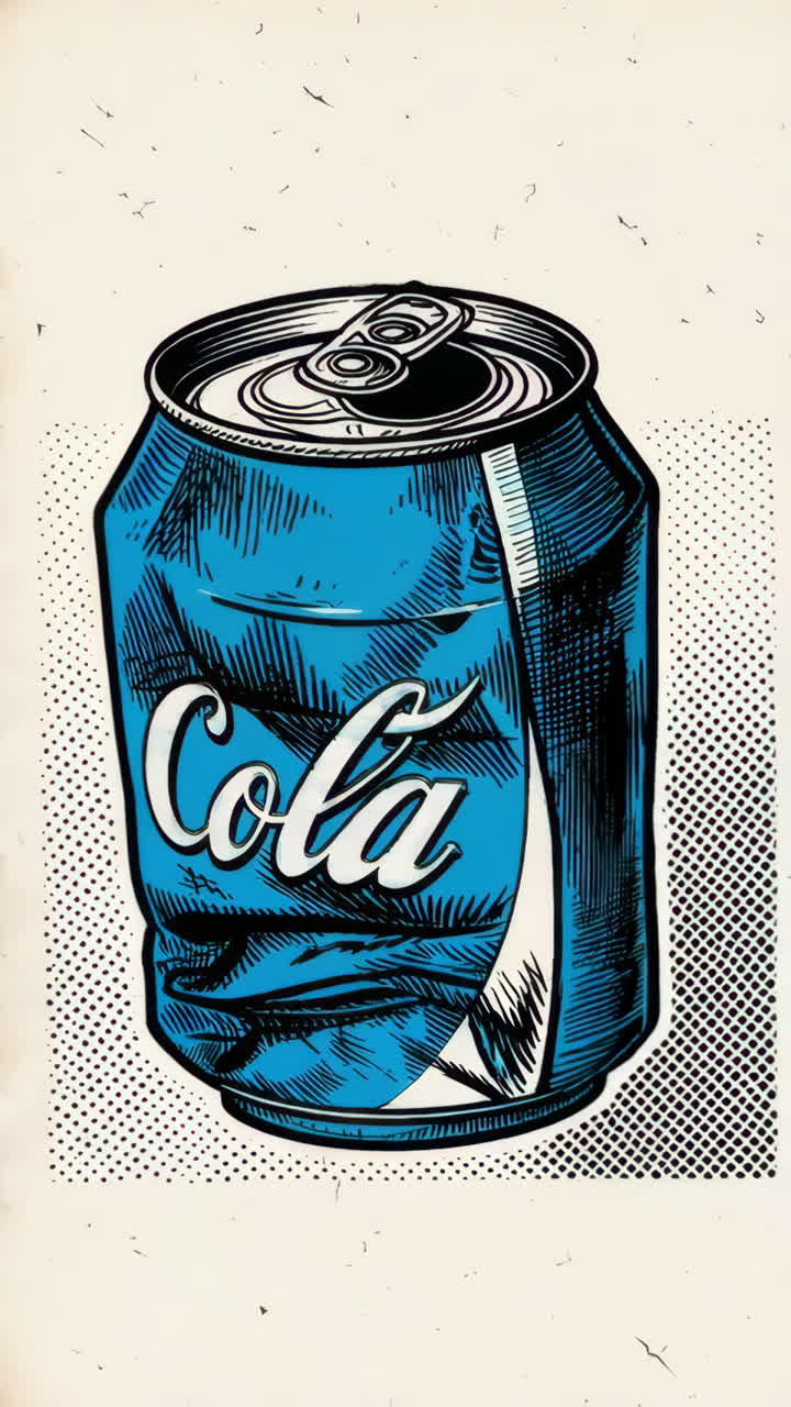 Pop Art Style Illustrations of Dented Cola Cans