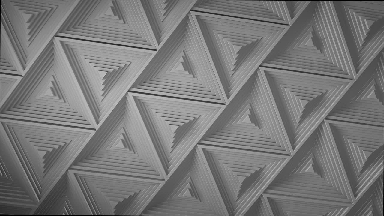 white minimalism. A mosaic surface with moving black triangles. Abstract geometric background. Cells. Wave. Loop animation. 4K. 3d. Animation for a business presentation