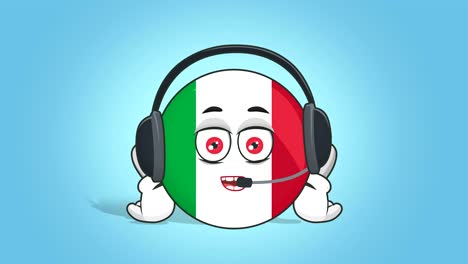 cartoon icon flag italy call operator with face animation with alpha matte