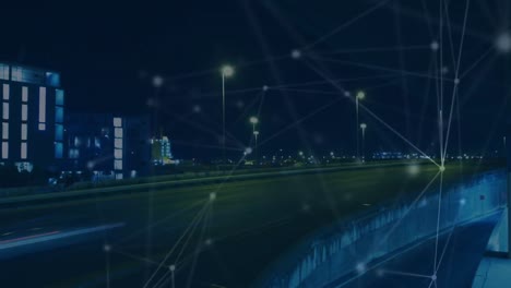 animation of network of connections over cityscape