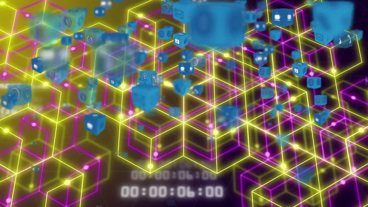 연결 네트워크를 통해 미디어 아이콘의 애니메이션