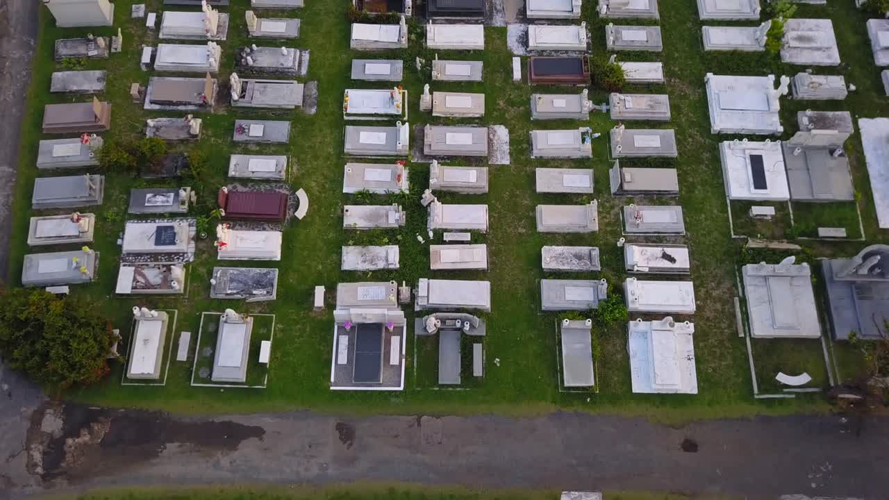 Droning over a cemetery in Isla Verde Puerto Rico post Hurricane Maria