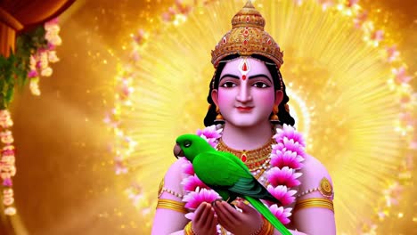 image of a hindu deity with a parrot