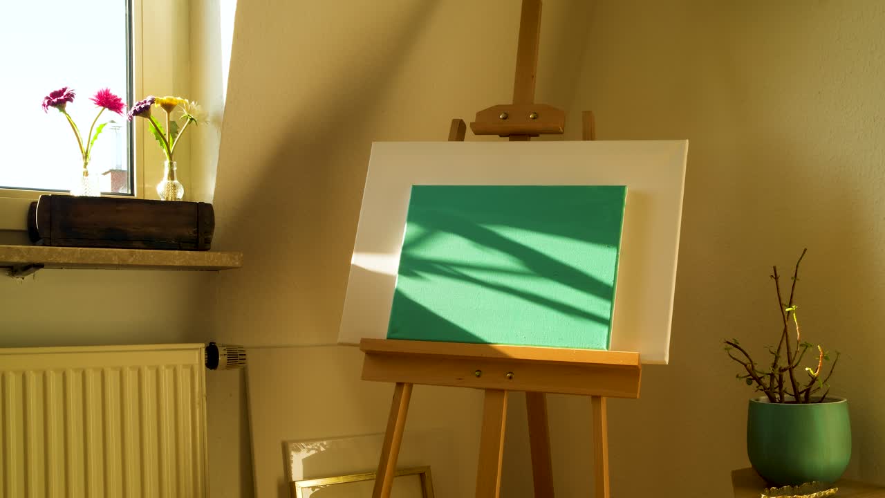 A timelapse of shade slowly moving over a blank canvas, creating an evolving pattern