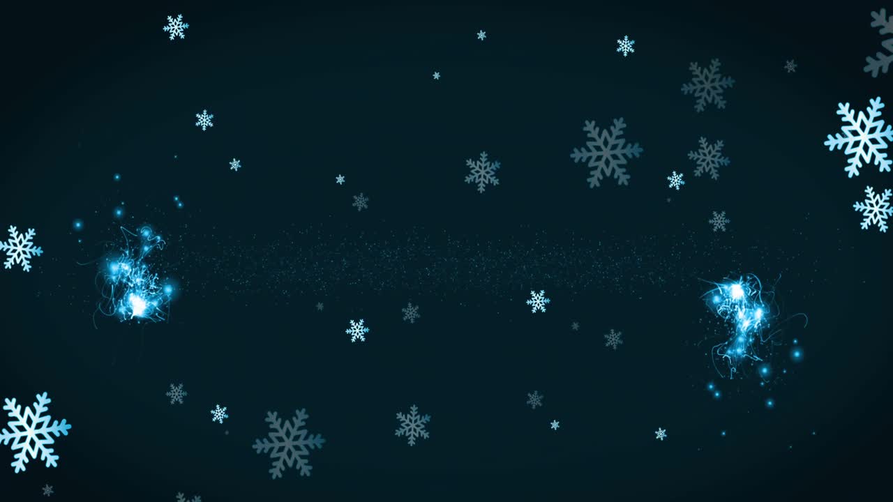 Animation of christmas snow falling and glowing light